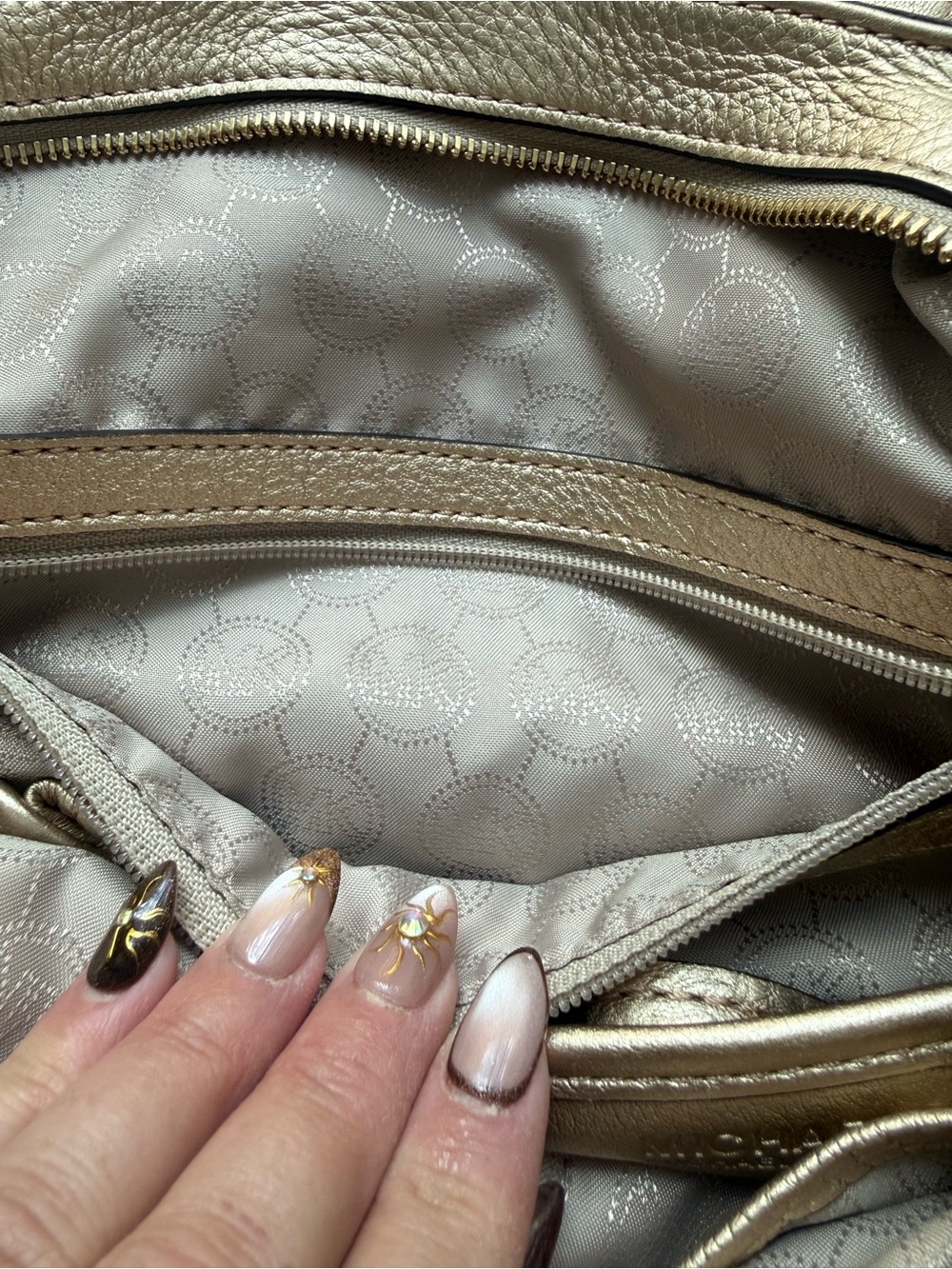 Michael Kors Metallic Gold Pebbled Leather Shoulder Hobo - Picture 8 of 12